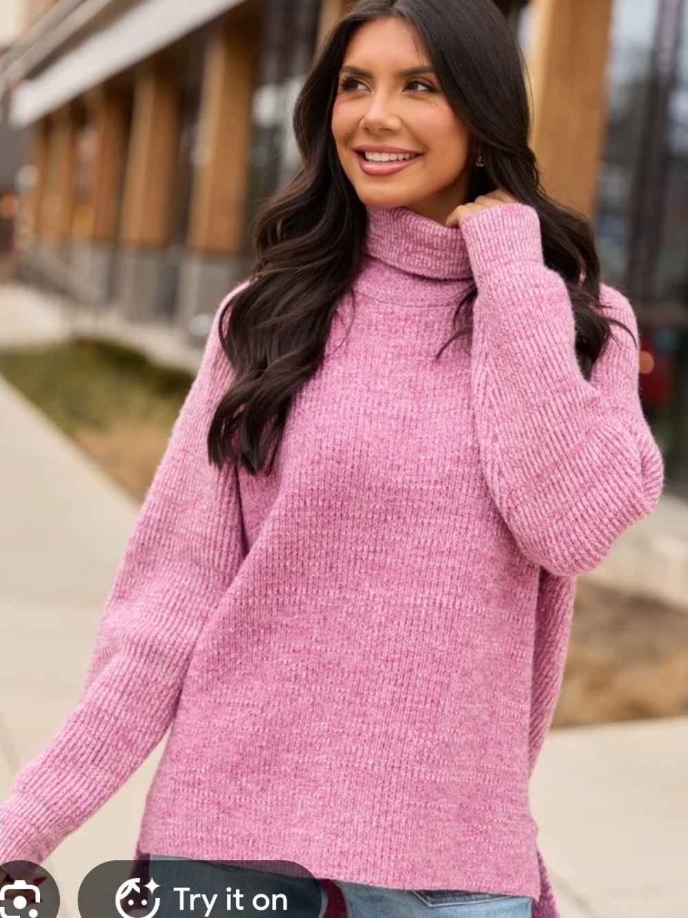 Pink Lily Cozy Bubblegum Pink Turtleneck Sweater
